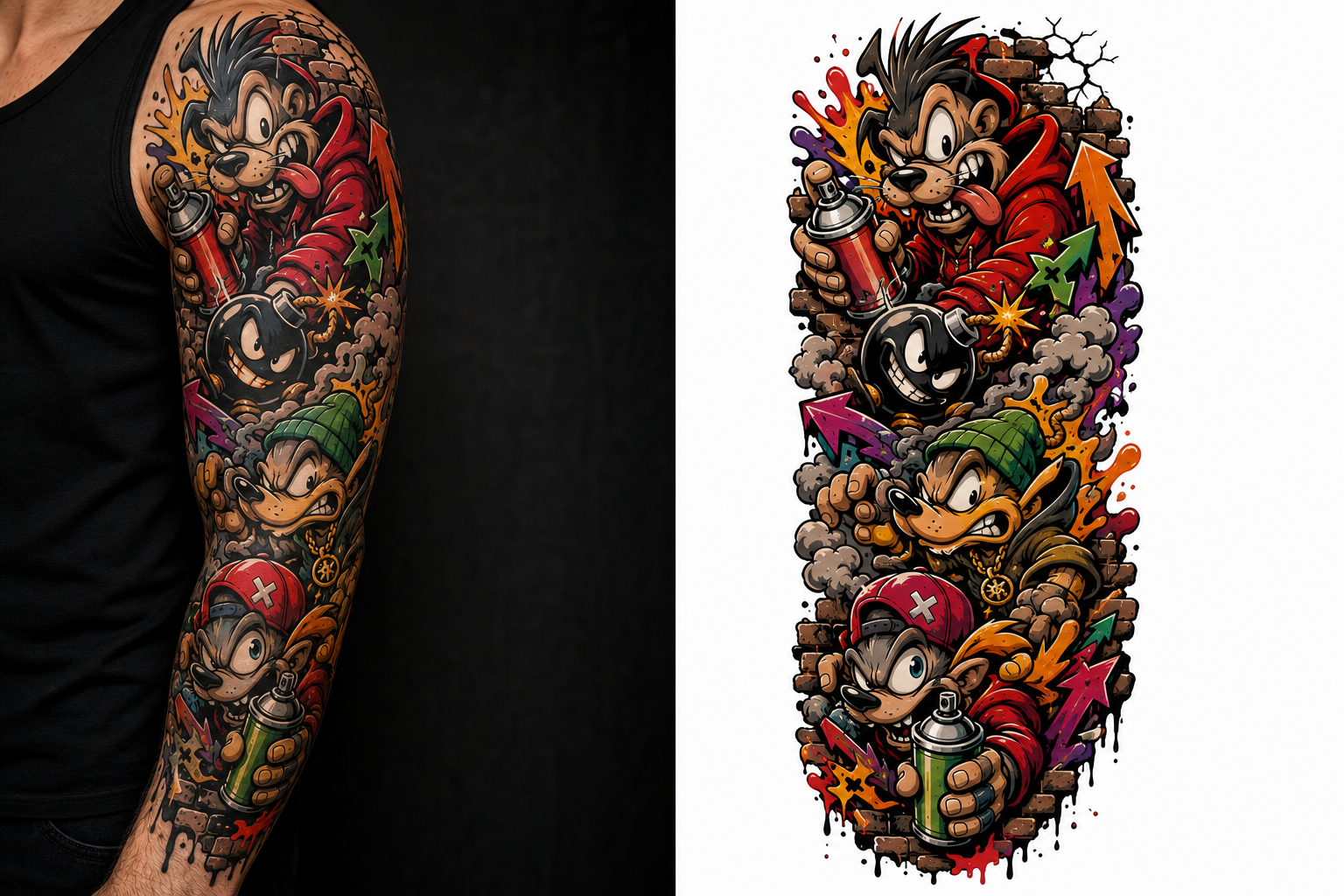 Street Chaos tattoo model preview